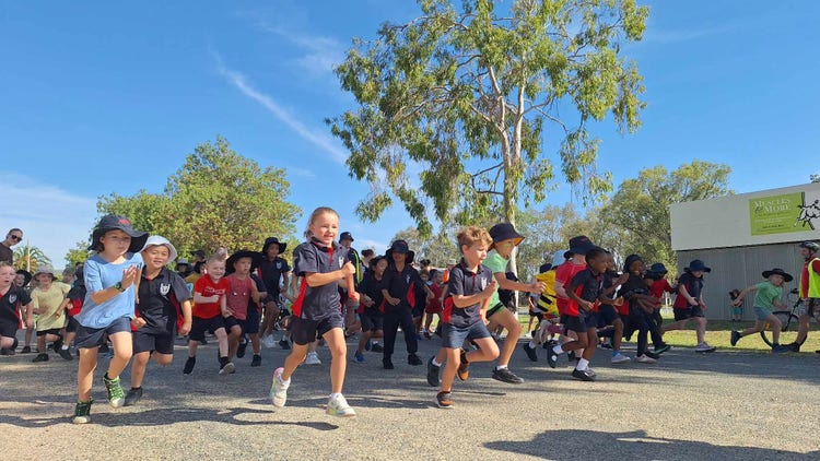 Children running in a race.